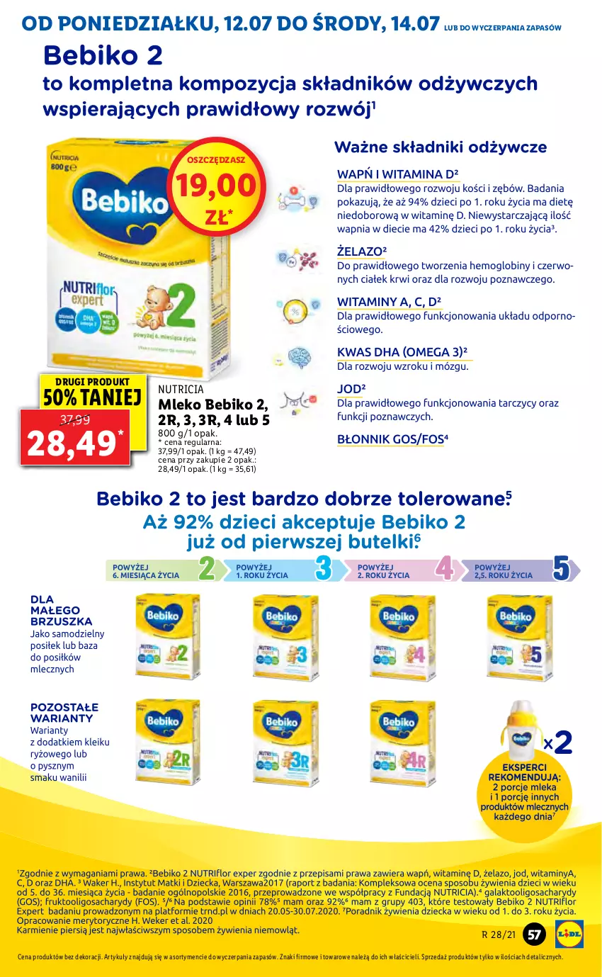 Gazetka promocyjna Lidl - GAZETKA - ważna 12.07 do 14.07.2021 - strona 57 - produkty: Bebiko, Mleko