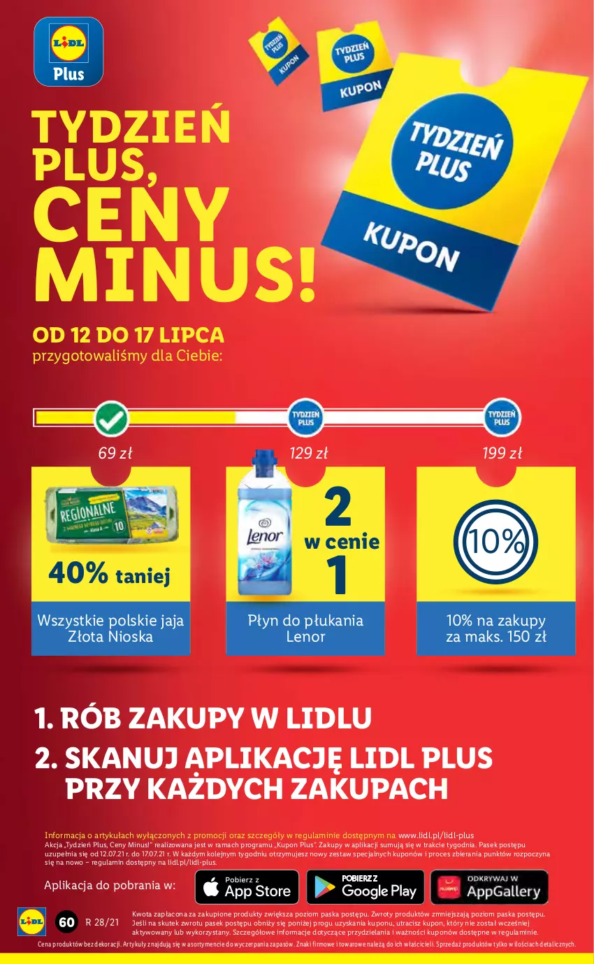 Gazetka promocyjna Lidl - GAZETKA - ważna 12.07 do 14.07.2021 - strona 60 - produkty: Gra, Jaja, Lenor, Olej, Pasek, Płyn do płukania, Rama