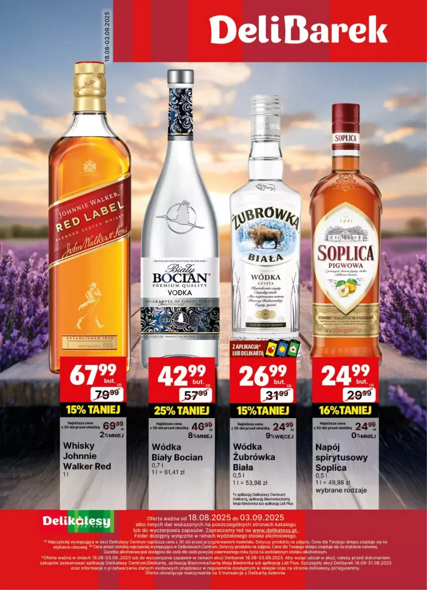 Gazetka promocyjna Delikatesy Centrum - Delibarek DC34-DC35 - ważna 18.08 do 03.09.2025 - strona 1 - produkty: Biały Bocian, LG, Napój, Rum, Soplica, Whisky, Wódka