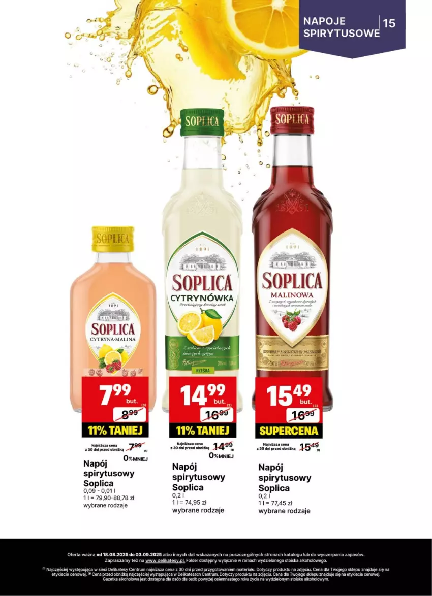Gazetka promocyjna Delikatesy Centrum - Delibarek DC34-DC35 - ważna 18.08 do 03.09.2025 - strona 15 - produkty: Napój, Napoje, Rama, Rum, Soplica