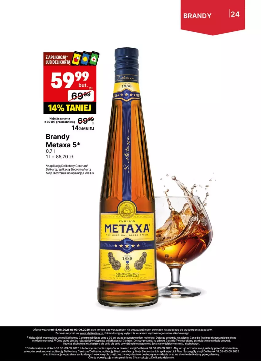 Gazetka promocyjna Delikatesy Centrum - Delibarek DC34-DC35 - ważna 18.08 do 03.09.2025 - strona 24 - produkty: Brandy, Metaxa, Rama, Rum, Tran
