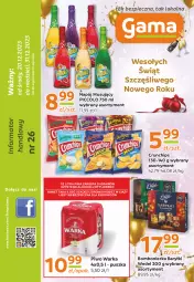 Gazetka promocyjna Gama - Gazetka Gama - Gazetka - ważna od 31.12 do 31.12.2023 - strona 1 - produkty: Piwa, Piwo, Piec, Mus, Gra, O nas, Warka, Crunchips, Napój, Napój musujący, Baryłki, Fa