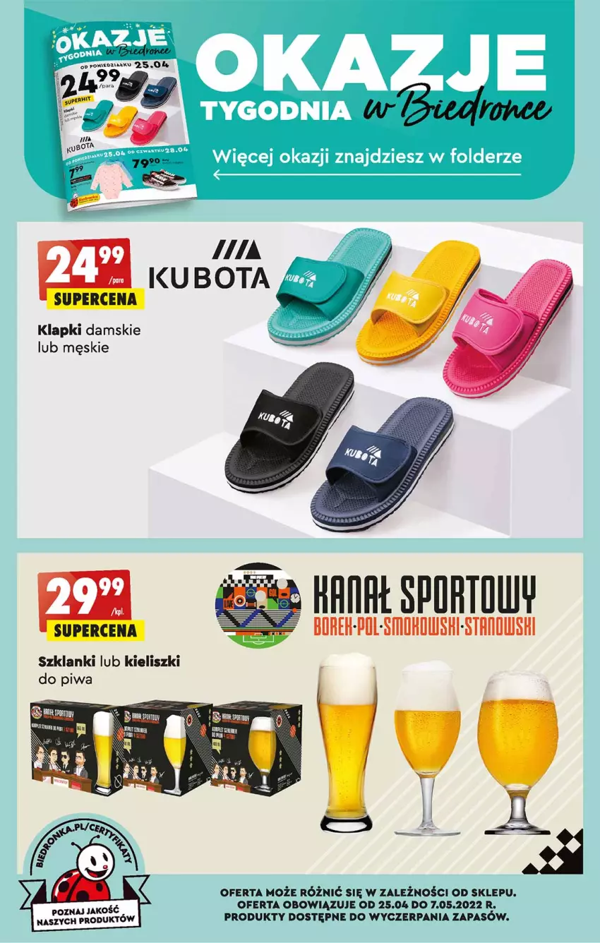 Gazetka promocyjna Biedronka - W tym tygodniu PN - ważna 25.04 do 02.05.2022 - strona 54 - produkty: Klapki, Piwa, Por, Sport