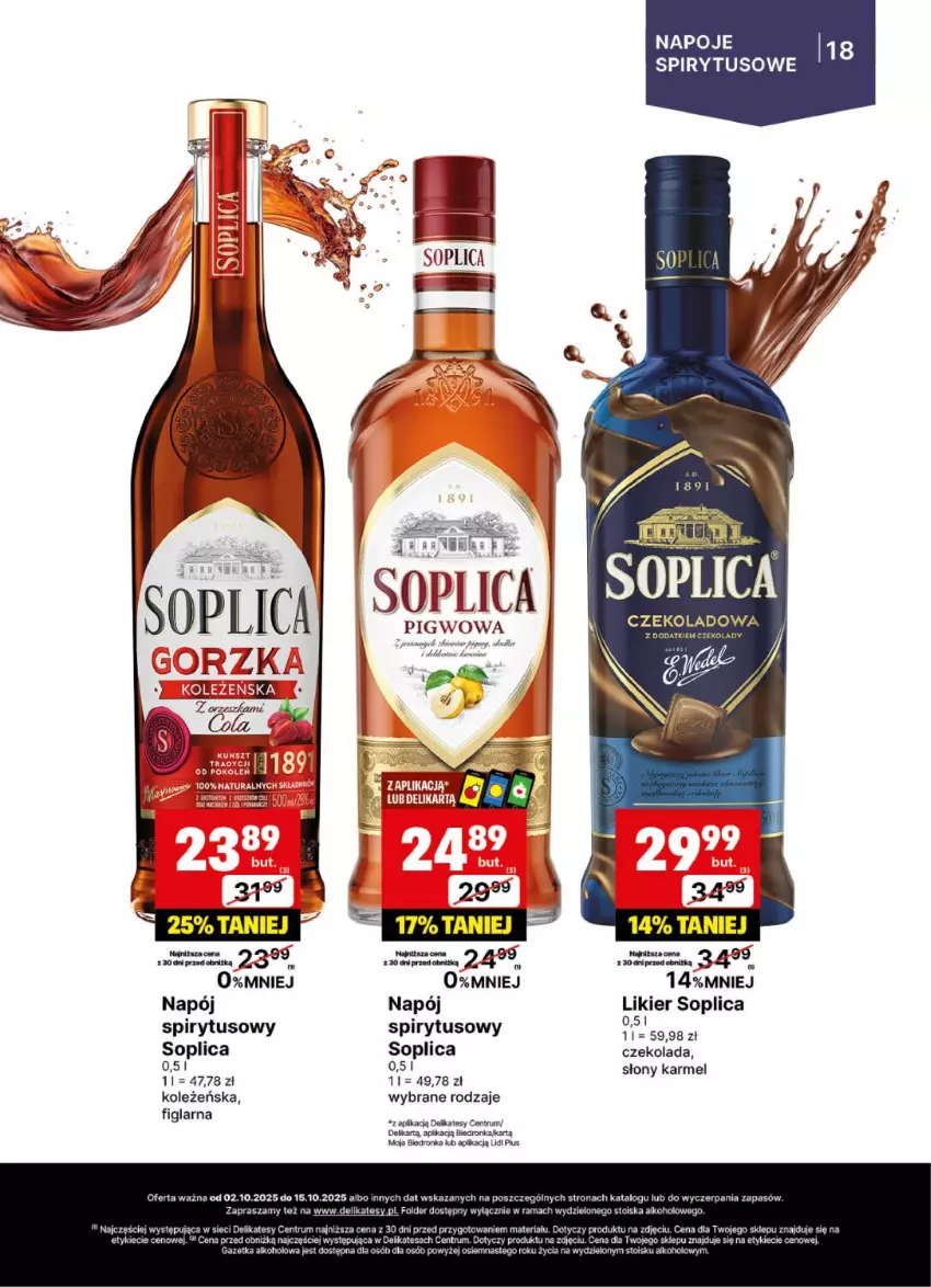 Gazetka promocyjna Delikatesy Centrum - Delibarek DC40-DC41 - ważna 02.10 do 15.10.2025 - strona 18 - produkty: Czekolada, Likier, Napój, Napoje, Rum, Soplica
