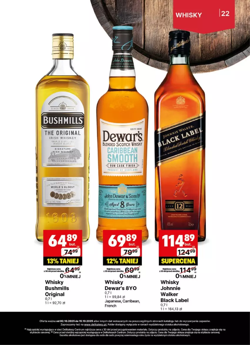 Gazetka promocyjna Delikatesy Centrum - Delibarek DC40-DC41 - ważna 02.10 do 15.10.2025 - strona 22 - produkty: Bushmills, Fa, Gin, Lack, Rama, Rum, Whiskey, Whisky
