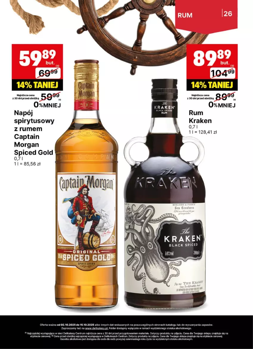 Gazetka promocyjna Delikatesy Centrum - Delibarek DC40-DC41 - ważna 02.10 do 15.10.2025 - strona 26 - produkty: Captain Morgan, Napój, Rum