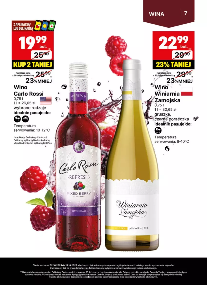 Gazetka promocyjna Delikatesy Centrum - Delibarek DC40-DC41 - ważna 02.10 do 15.10.2025 - strona 7 - produkty: Carlo Rossi, Por, Rama, Rum, Ser, Wino
