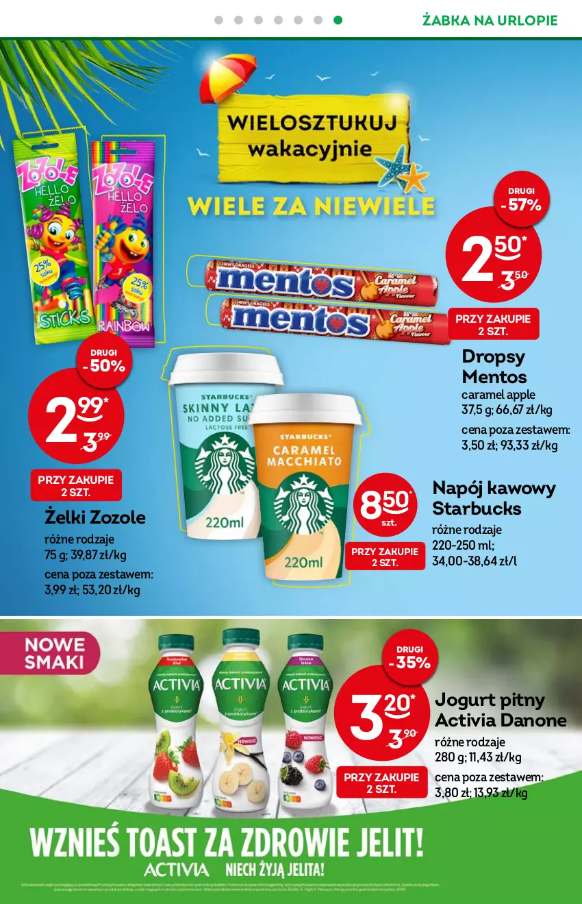 Gazetka promocyjna Żabka - ważna 06.07 do 12.07.2022 - strona 14 - produkty: Activia, Danone, Jogurt, Jogurt pitny, Mentos, Napój