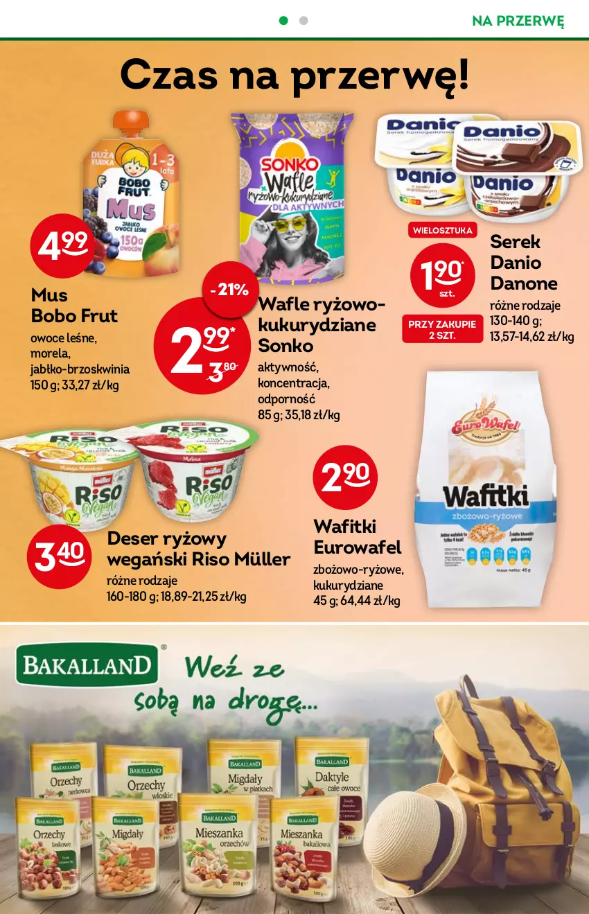 Gazetka promocyjna Żabka - ważna 06.07 do 12.07.2022 - strona 28 - produkty: Danio, Danone, Deser, Morela, Müller, Mus, Owoce, Por, Ryż, Ser, Serek, Sonko, Wafle