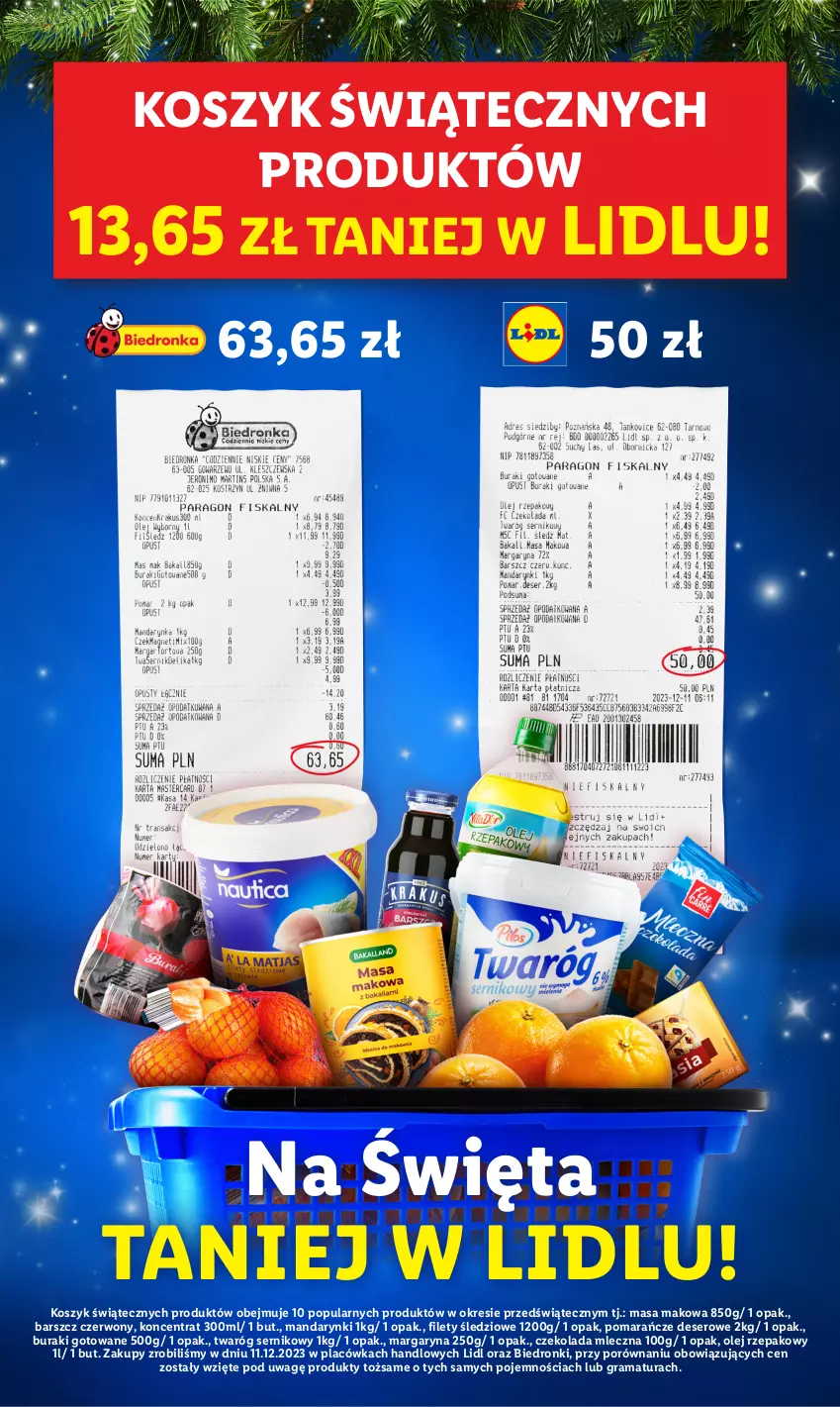 Gazetka promocyjna Lidl - GAZETKA - ważna 27.12 do 30.12.2023 - strona 2 - produkty: Buraki, Czekolada, Czekolada mleczna, Deser, Gra, Kosz, Mandarynki, Margaryna, Olej, Olej rzepakowy, Pomarańcze, Por, Rama, Ser, Twaróg