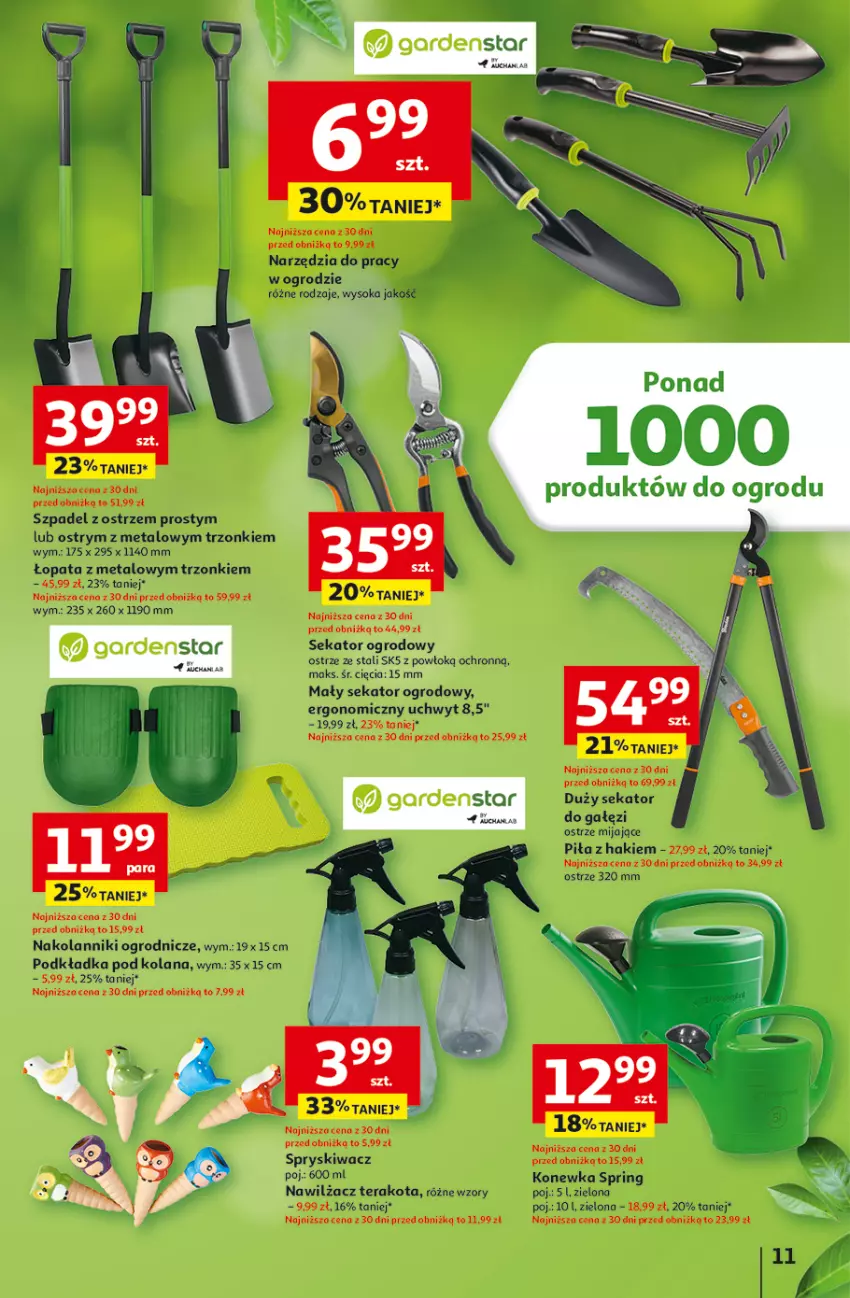 Gazetka promocyjna Auchan - Strefa Ogród Hipermarket - ważna 12.03 do 04.04.2026 - strona 11 - produkty: Konewka, LANA, Podkład, Podkładka, Sekator, Sok, Tera