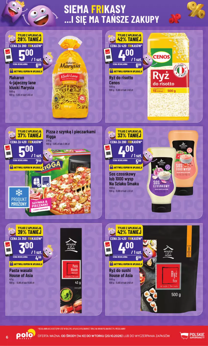 Gazetka promocyjna PoloMarket - Katalog Frikasów - ważna 14.10 do 20.10.2026 - strona 6 - produkty: Cenos, House of Asia, Makaron, Pasta wasabi, Piec, Pieczarka, Pizza, Ryż, Ryż do risotto, Ryż do sushi, Sushi, Wasa