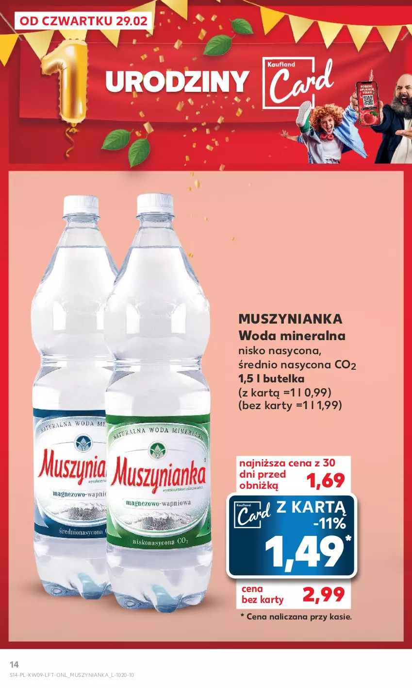 Gazetka promocyjna Kaufland - Gazetka tygodnia - ważna 29.02 do 06.03.2024 - strona 14 - produkty: Mus, Muszynianka, O nas, Woda, Woda mineralna