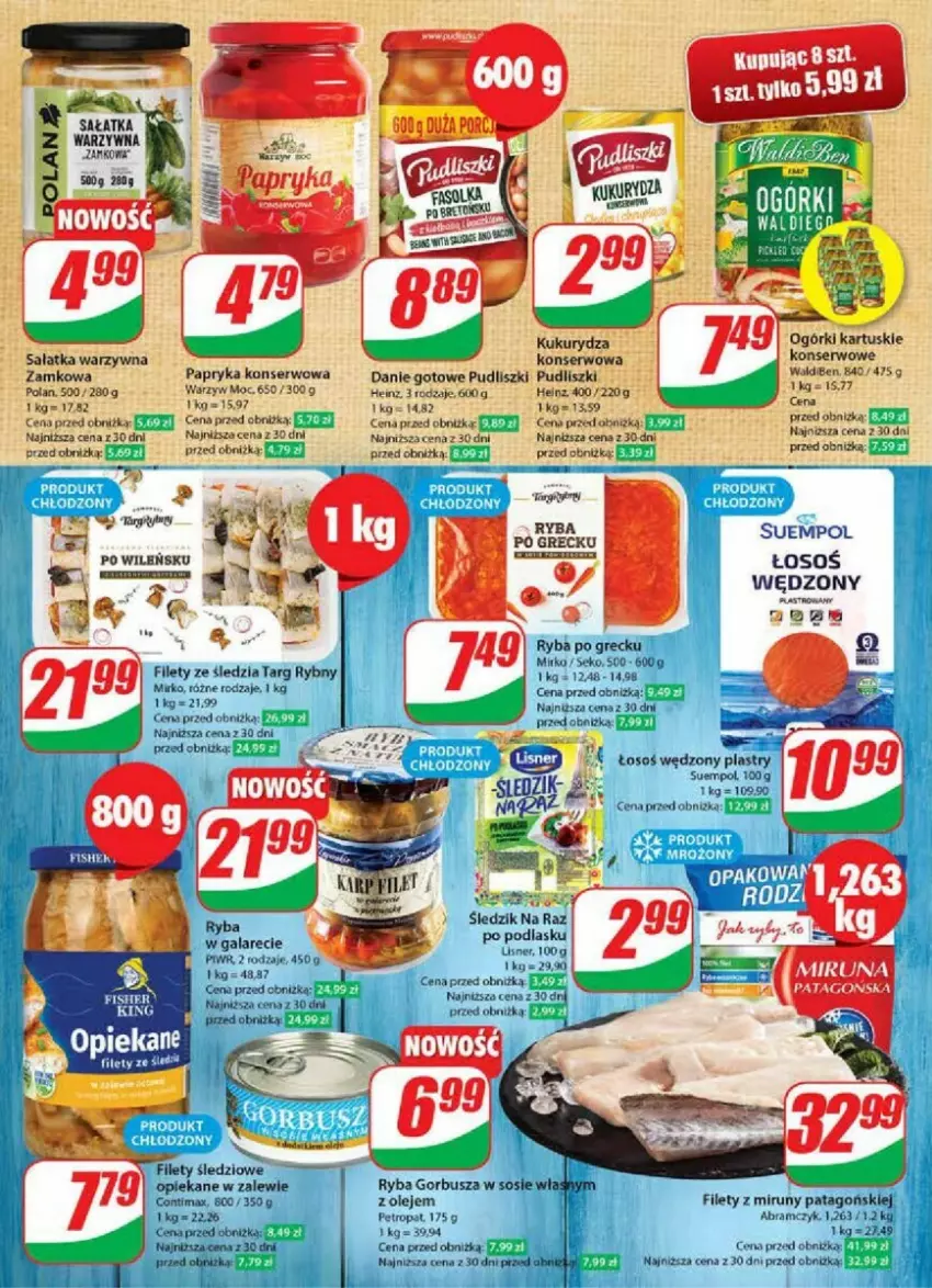 Gazetka promocyjna Dino - ważna 22.11 do 28.11.2023 - strona 2 - produkty: Danie gotowe, Gala, Gry, Heinz, Kukurydza, Miruna, Olej, Papryka, Pudliszki, Ryba, Ryba po grecku, Sałat, Sałatka, Sałatka warzywna, SEKO, Ser, Sos, Suempol, Tago