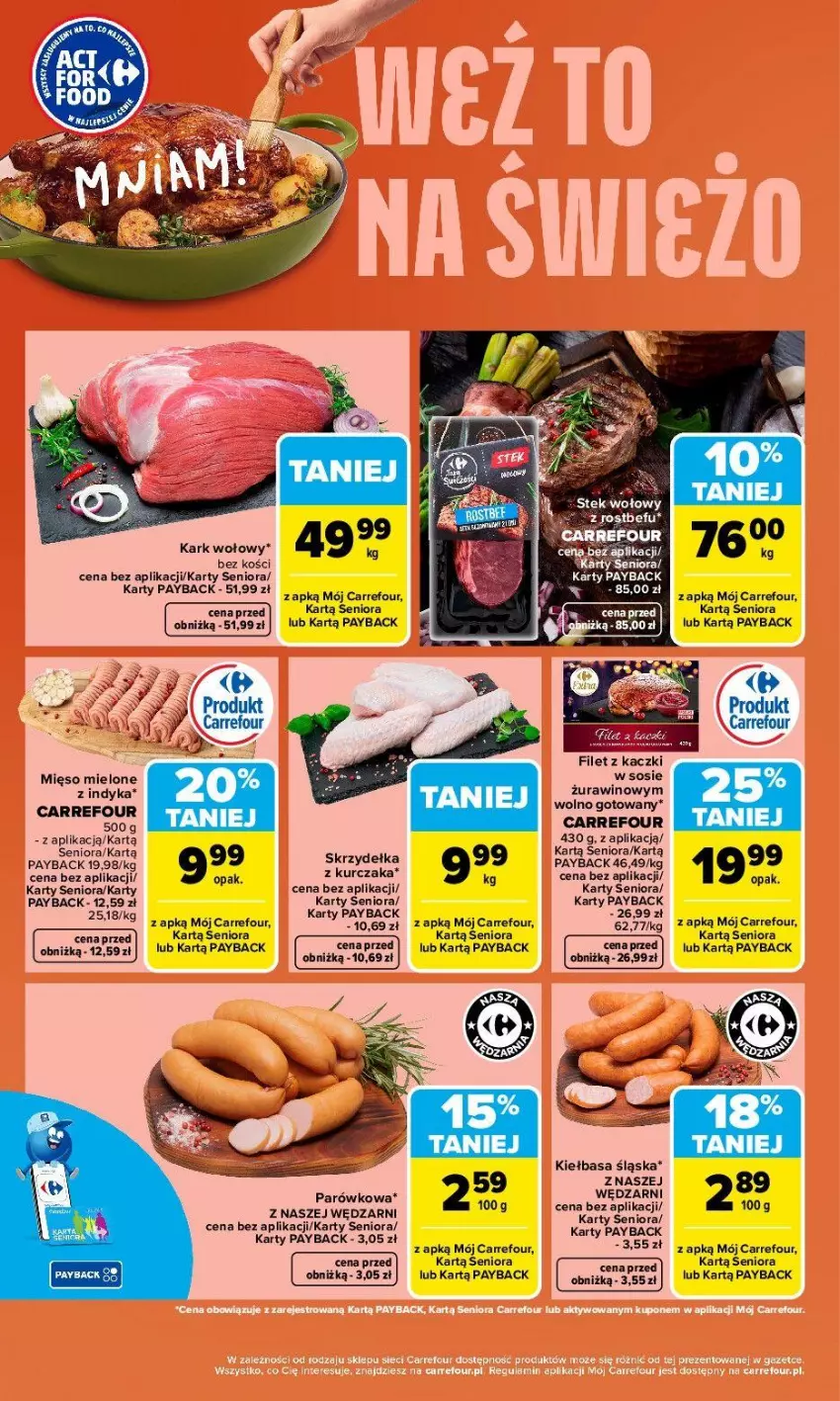Gazetka promocyjna Carrefour - Gazetka Weź to na świeżo - ważna 07.04 do 11.04.2026 - strona 2 - produkty: Kark wołowy, Kiełbasa, Kiełbasa śląska, Mięso, Mięso mielone, Sos, Wino
