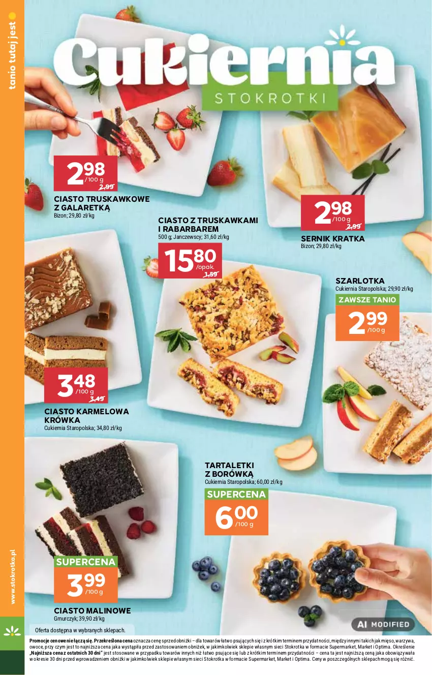 Gazetka promocyjna Stokrotka - Supermarket - ważna 13.08 do 19.08.2026 - strona 26 - produkty: Cukier, Gala, Mięso, Optima, Owoce, Ser, Szarlotka, Tarta, Warzywa