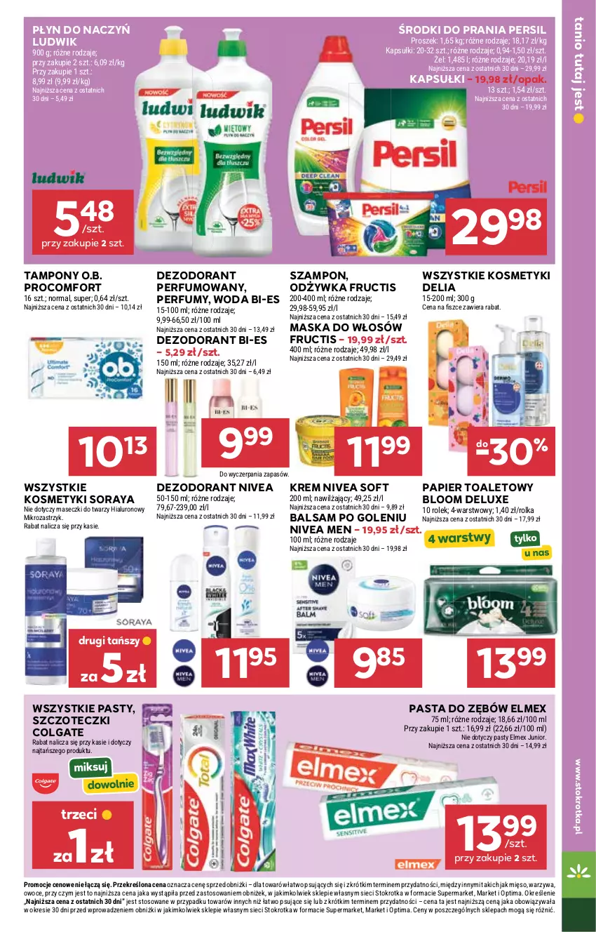 Gazetka promocyjna Stokrotka - Supermarket - ważna 13.08 do 19.08.2026 - strona 41 - produkty: Balsam po goleniu, Colgate, Dezodorant, Elmex, Fructis, LG, Ludwik, Maska, Maska do włosów, Mięso, Nivea, Nivea Men, O.B., Odżywka, Optima, Owoce, Papier, Papier toaletowy, Pasta do zębów, Perfum, Persil, Szampon, Tampony, Warzywa, Woda