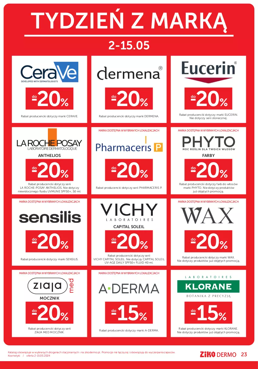 Gazetka promocyjna Ziko - Gazetka Ziko Dermo - ważna 02.05 do 15.05.2024 - strona 23 - produkty: A-derma, Acer, CeraVe, Dermena, Fa, Helio, Klorane, La Roche-Posay, Pharmaceris, Phyto, Ser, Vichy, Ziaja