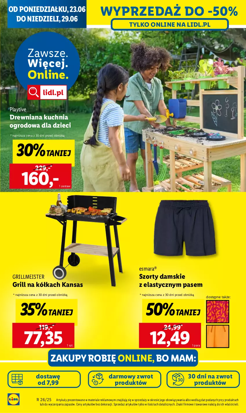 Gazetka promocyjna Lidl - GAZETKA - ważna 23.06 do 29.06.2025 - strona 22 - produkty: Drewniana kuchnia, Dzieci, Grill, Kuchnia, Szorty