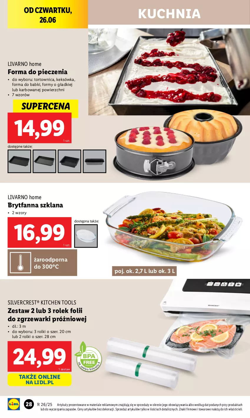 Gazetka promocyjna Lidl - GAZETKA - ważna 23.06 do 29.06.2025 - strona 30 - produkty: Fa, Forma do pieczenia, Ivar, Keksówka, Kuchnia, LANA, Piec, Por, Rolki, Silvercrest, Tortownica