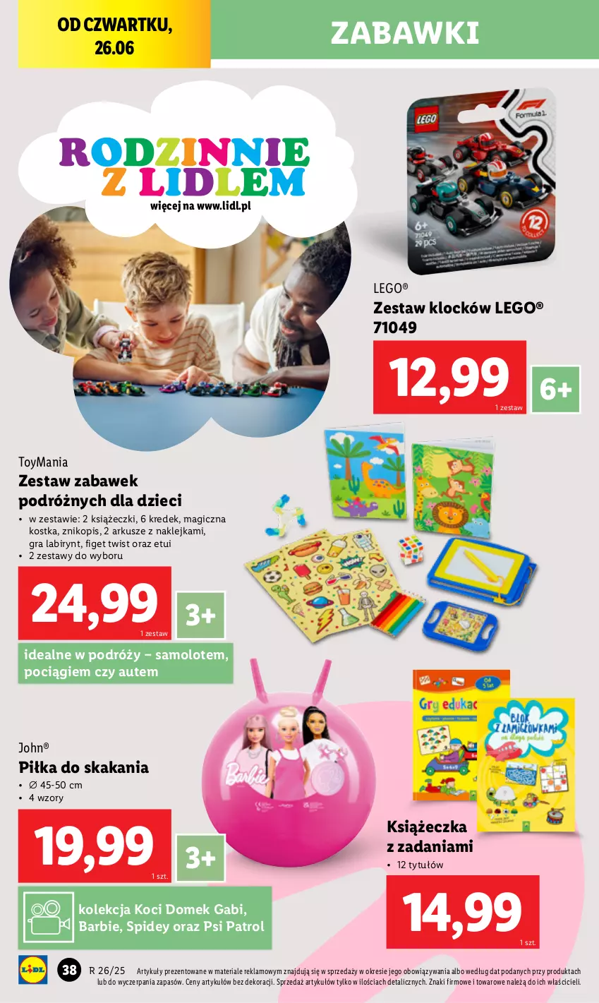 Gazetka promocyjna Lidl - GAZETKA - ważna 23.06 do 29.06.2025 - strona 40 - produkty: Amol, Barbie, Dzieci, Gra, Klej, Koc, LEGO, Pociąg, Psi Patrol, Samolot, Znikopis