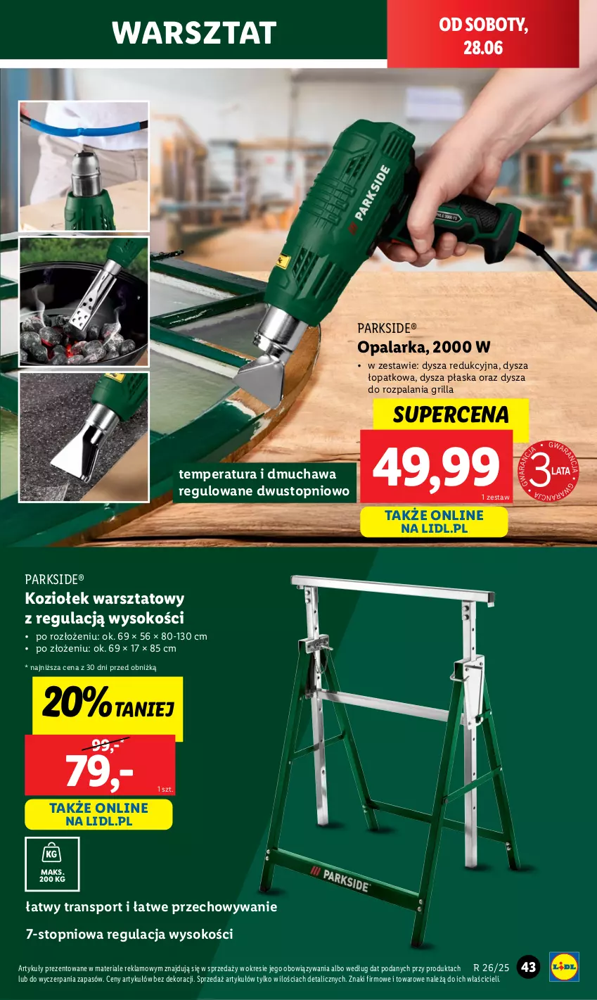 Gazetka promocyjna Lidl - GAZETKA - ważna 23.06 do 29.06.2025 - strona 45 - produkty: Grill, Opalarka, Parkside, Por, Sok, Sport, Top, Tran