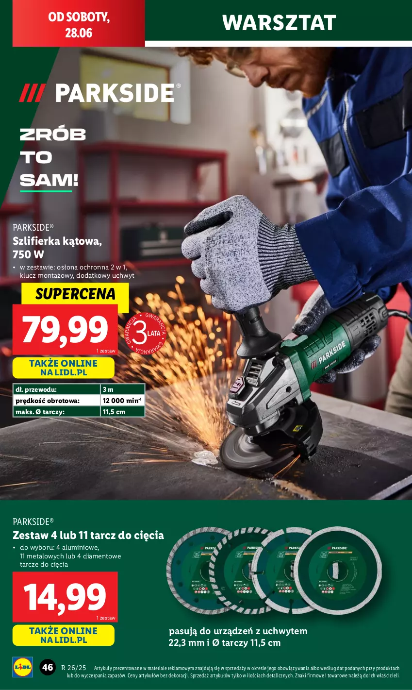 Gazetka promocyjna Lidl - GAZETKA - ważna 23.06 do 29.06.2025 - strona 48 - produkty: Parkside, Szlifierka, Szlifierka kątowa