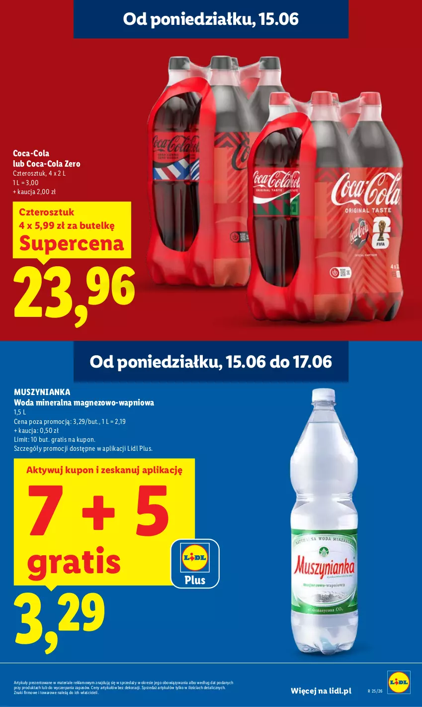 Gazetka promocyjna Lidl - Gazetka ważna od 15.06 do 17.06 - ważna 15.06 do 17.06.2026 - strona 19 - produkty: Coca-Cola, Gra, Magnez, Mus, Muszynianka, Woda, Woda mineralna