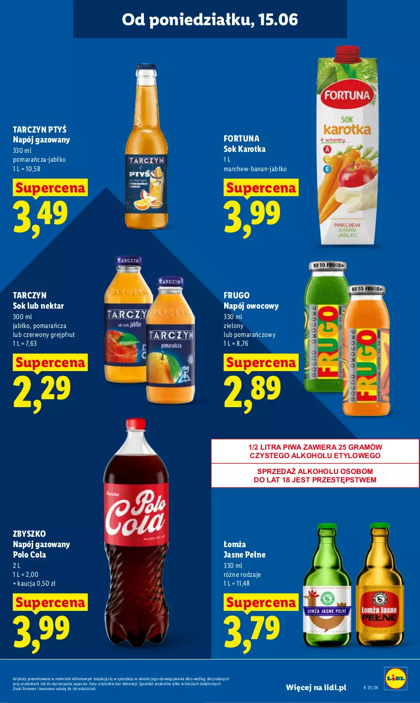 Gazetka promocyjna Lidl - Gazetka ważna od 15.06 do 17.06 - ważna 15.06 do 17.06.2026 - strona 45 - produkty: Fortuna, Gra, Grejpfrut, Napój, Napój gazowany, Nektar, Piwa, Sok
