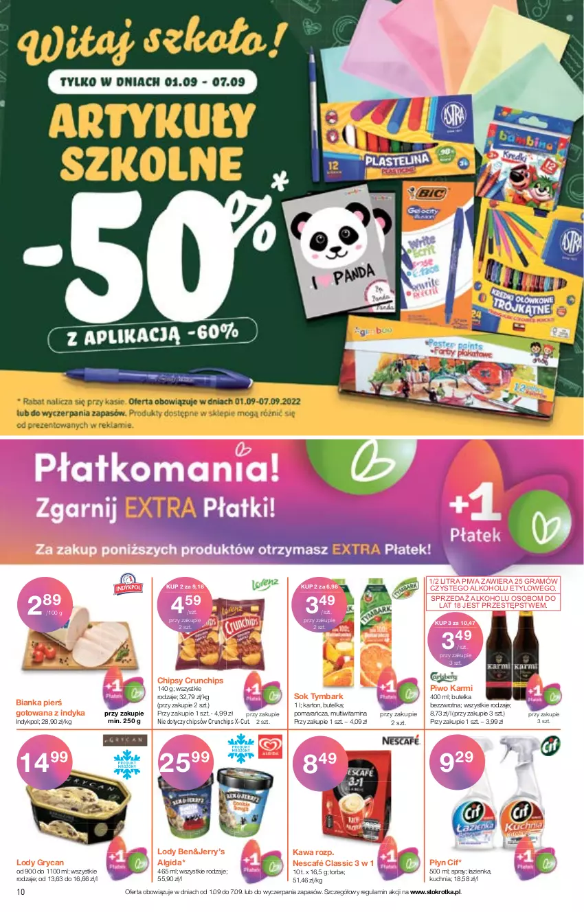 Gazetka promocyjna Stokrotka - Market - ważna 01.09 do 07.09.2022 - strona 10 - produkty: Algida, Bianka, Chipsy, Cif, Crunchips, Gra, Gry, Karmi, Kawa, Kuchnia, LG, Lody, Nescafé, Piwa, Piwo, Sok, Torba, Tymbark