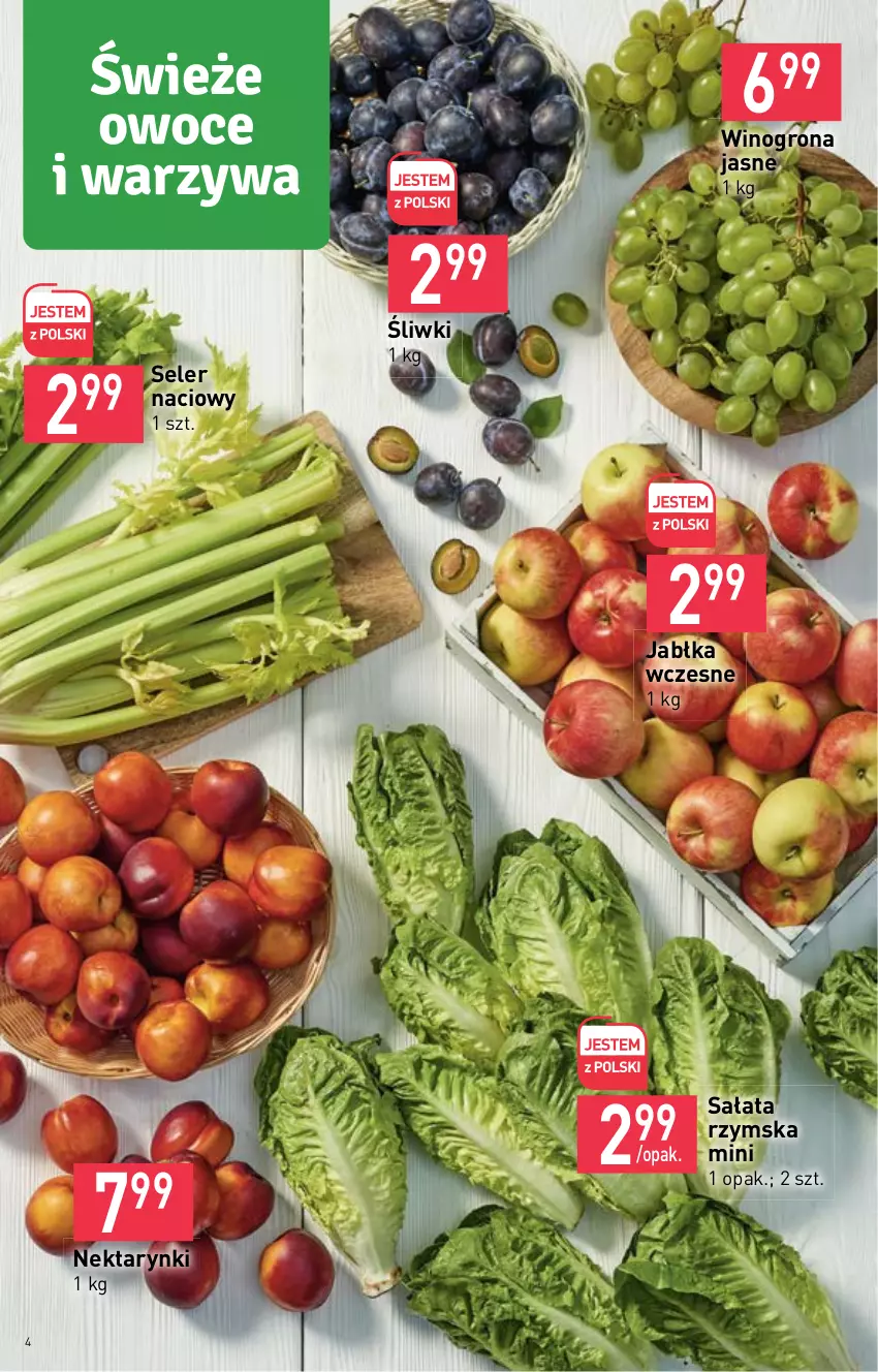 Gazetka promocyjna Stokrotka - Market - ważna 01.09 do 07.09.2022 - strona 4 - produkty: Jabłka, Nektar, Owoce, Sałat, Seler naciowy, Warzywa, Wino, Winogrona