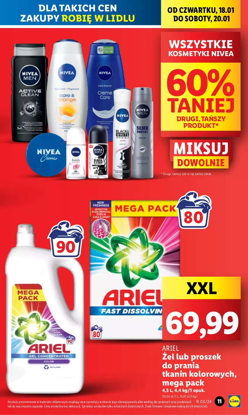 Gazetka promocyjna Lidl - GAZETKA - ważna 18.01 do 20.01.2024 - strona 11 - produkty: Ariel, Nivea, Proszek do prania