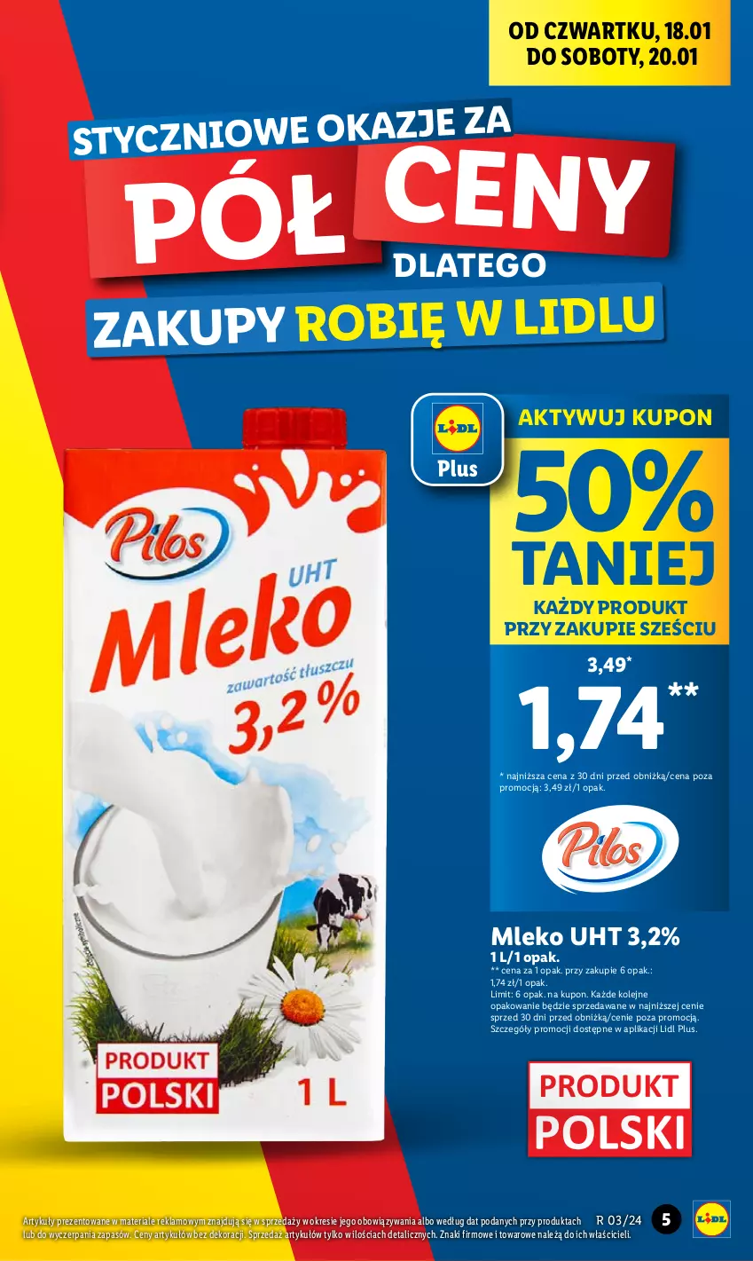 Gazetka promocyjna Lidl - GAZETKA - ważna 18.01 do 20.01.2024 - strona 5 - produkty: Mleko, Olej