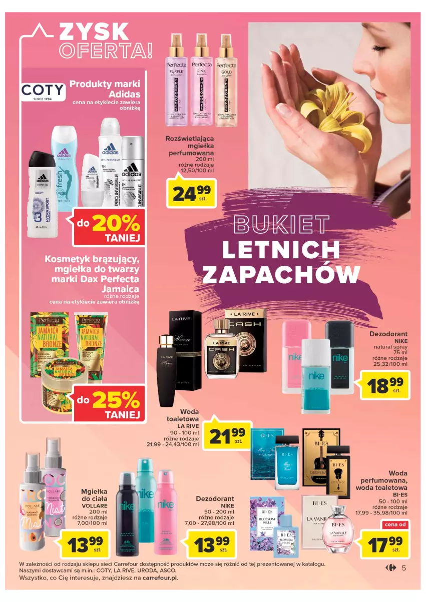 Gazetka promocyjna Carrefour - Gazetka Ciesz się latem, chwal się urodą - ważna 21.06 do 02.07.2022 - strona 5 - produkty: Dezodorant, La Rive, Nike, Perfecta, Perfum, Pur, Woda, Woda perfumowana, Woda toaletowa