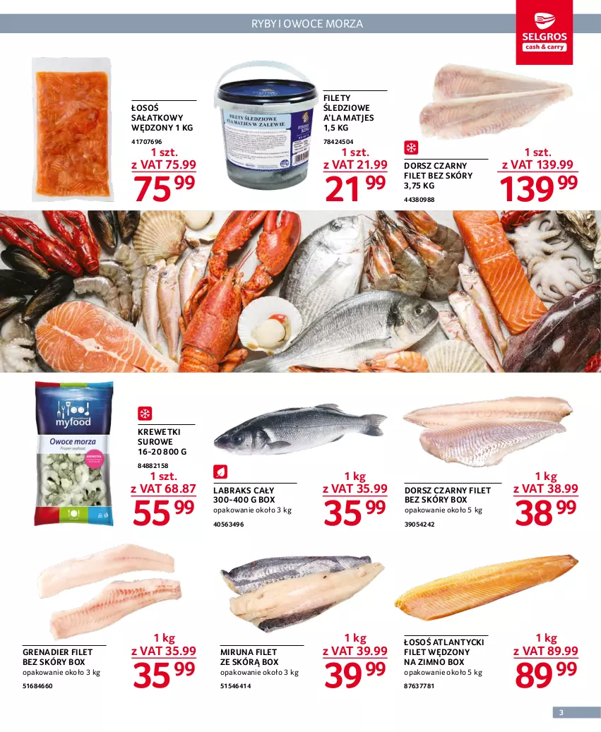 Gazetka promocyjna Selgros - Oferta dla gastronomii - ważna 02.02 do 15.02.2023 - strona 3 - produkty: Dorsz, Grenadier, Krewetki, Miruna, Owoce, Sałat