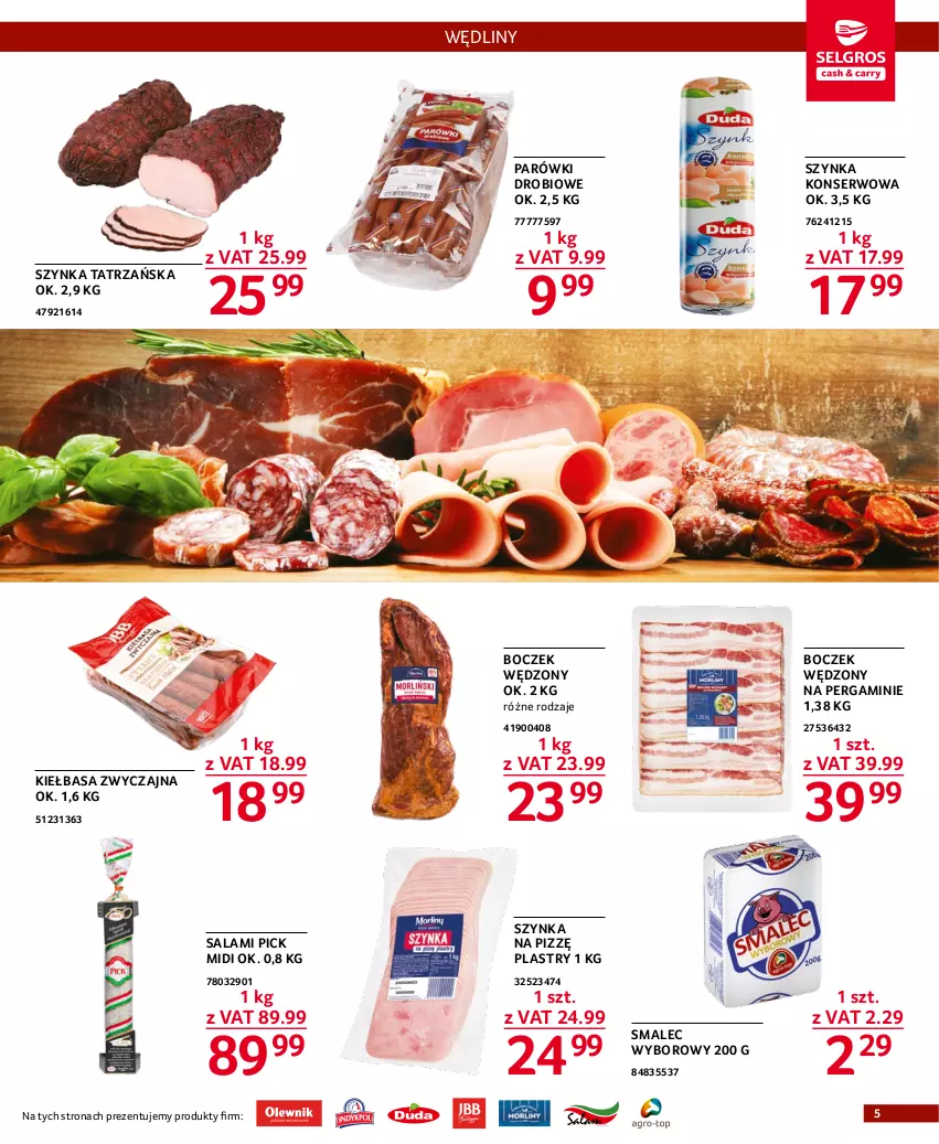 Gazetka promocyjna Selgros - Oferta dla gastronomii - ważna 02.02 do 15.02.2023 - strona 5 - produkty: Boczek, Kiełbasa, Parówki, Salami, Ser, Smalec, Szynka, Szynka konserwowa