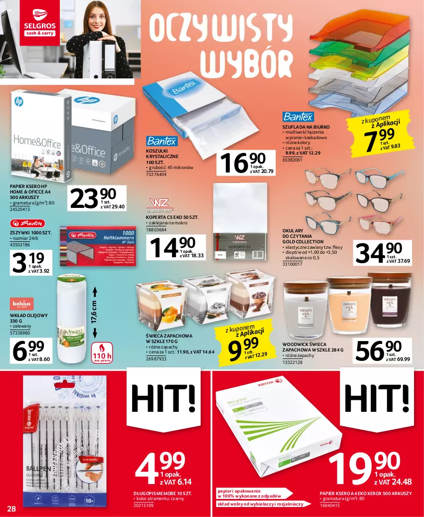 Gazetka promocyjna Selgros - Oferta przemysłowa - ważna 19.01 do 01.02.2023 - strona 28 - produkty: Biurko, Długopis, Gra, HP, Kask, Klej, Kosz, Okulary do czytania, Olej, Papier, Rama, Ser, Wkład olejowy