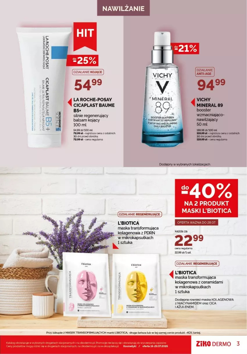 Gazetka promocyjna Ziko - Gazetka Ziko Dermo - ważna 16.07 do 29.07.2026 - strona 3 - produkty: Apteka, Booster, Fa, Kolagen, La Roche-Posay, Maska, Okap, Tran, Vichy