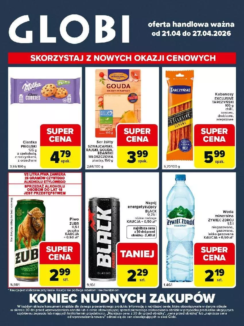 Gazetka promocyjna Carrefour - Gazetka Globi - ważna 21.04 do 27.04.2026 - strona 1 - produkty: Cars, Ciastka, Edam, Fa, Kabanos, Kawa, Lack, Napój, Ser