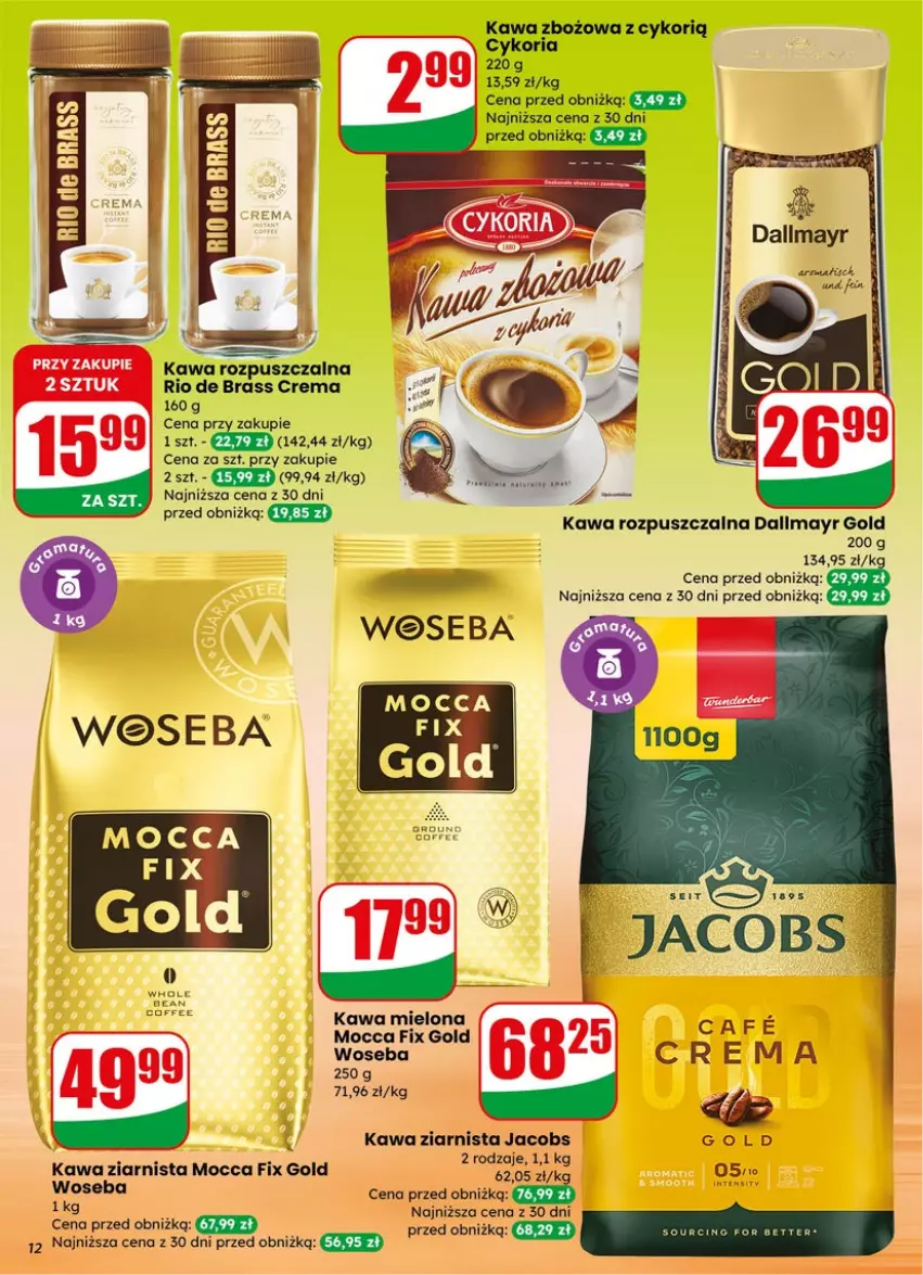 Gazetka promocyjna Dino - Gazetka 15 / 2026 - ważna 08.04 do 14.04.2026 - strona 12 - produkty: Dallmayr, Jacobs, Kawa, Kawa mielona, Kawa rozpuszczalna, Kawa zbożowa, Kawa ziarnista, Mocca Fix Gold, Woseba