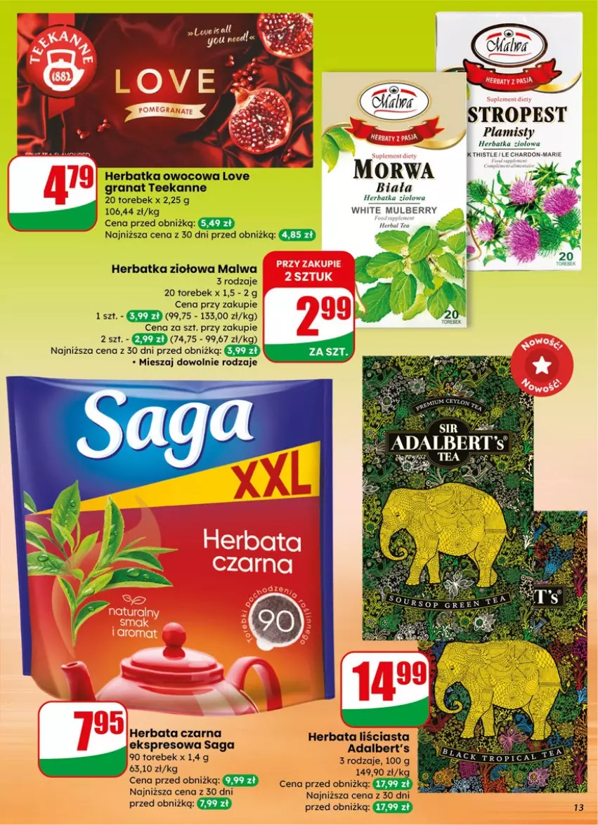 Gazetka promocyjna Dino - Gazetka 15 / 2026 - ważna 08.04 do 14.04.2026 - strona 13 - produkty: Fa, Gra, Granat, Herbata, Herbata czarna, Saga, Teekanne