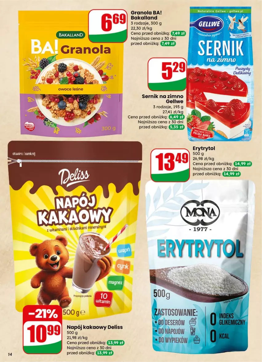 Gazetka promocyjna Dino - Gazetka 15 / 2026 - ważna 08.04 do 14.04.2026 - strona 14 - produkty: Ba!, Bakalland, Deliss, Gra, Granola, Kakao, Napój, Ser