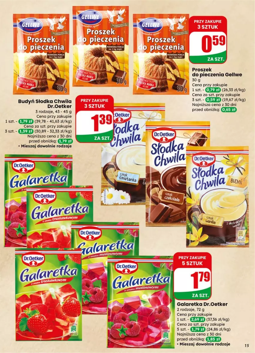 Gazetka promocyjna Dino - Gazetka 15 / 2026 - ważna 08.04 do 14.04.2026 - strona 15 - produkty: Budyń, Gala, Galaretka, Mus, Piec, Por, Proszek do pieczenia, Słodka Chwila