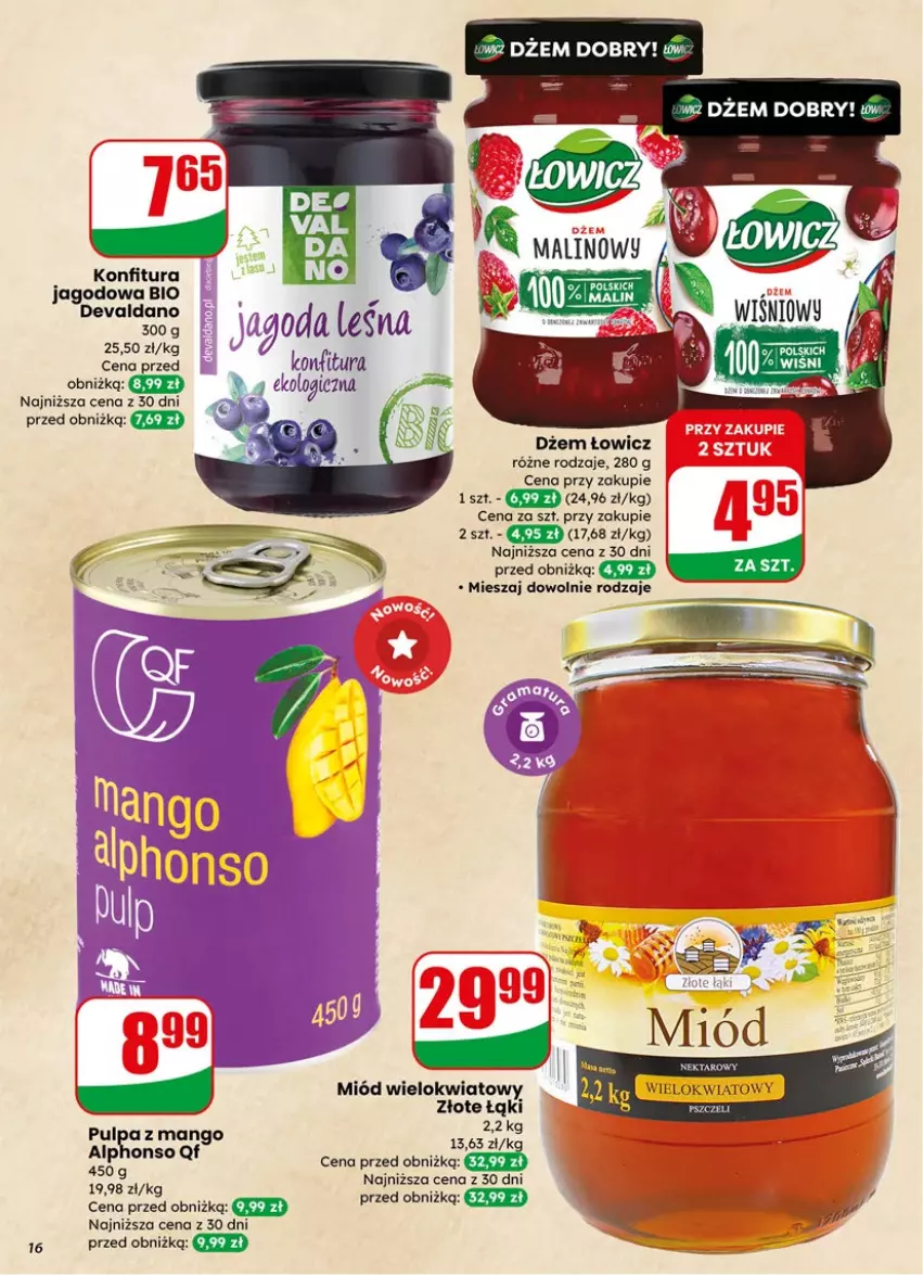 Gazetka promocyjna Dino - Gazetka 15 / 2026 - ważna 08.04 do 14.04.2026 - strona 16 - produkty: Dżem, Konfitura, Mango, Miód