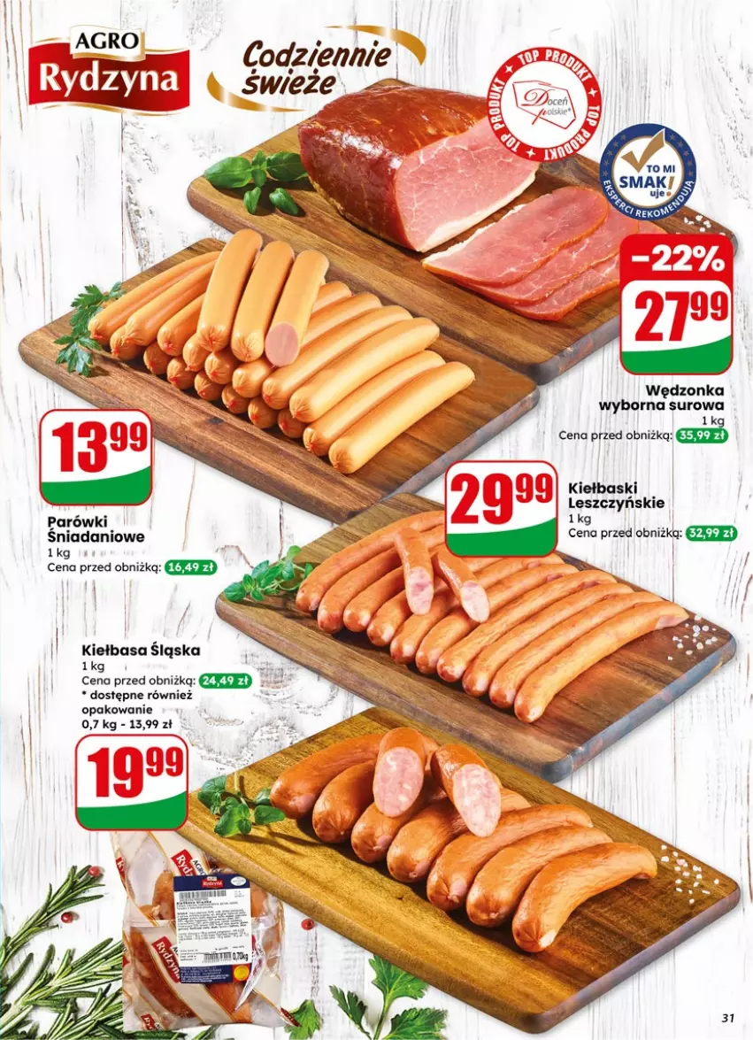 Gazetka promocyjna Dino - Gazetka 15 / 2026 - ważna 08.04 do 14.04.2026 - strona 31 - produkty: Danio, Kiełbasa, Kiełbasa śląska, Parówki