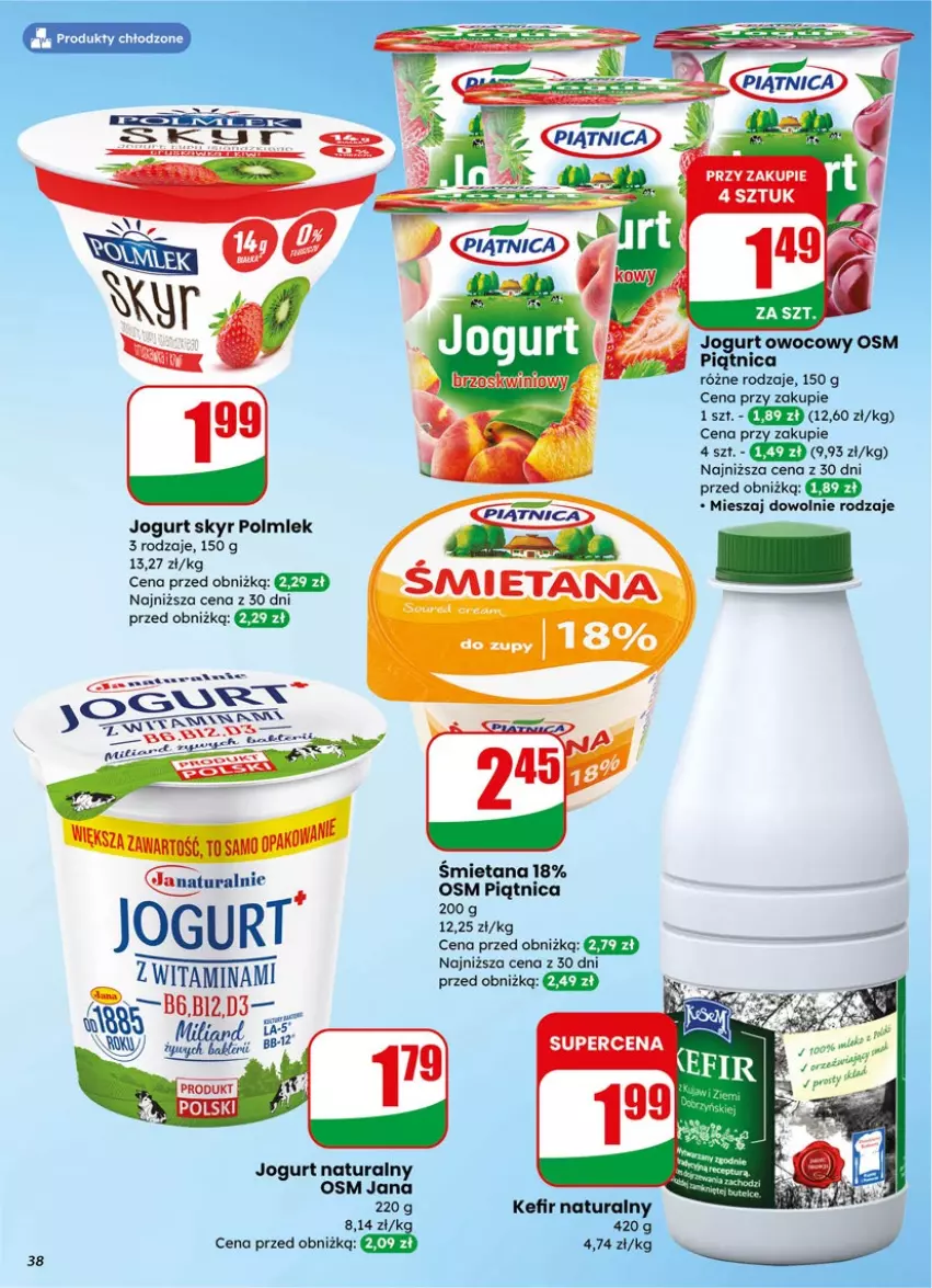 Gazetka promocyjna Dino - Gazetka 15 / 2026 - ważna 08.04 do 14.04.2026 - strona 38 - produkty: Jogurt, Kefir, Kefir naturalny, Piątnica, Polmiek