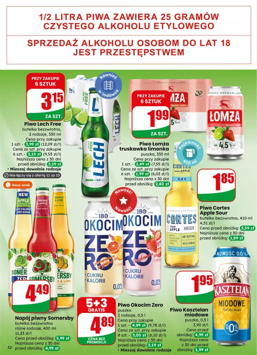 Gazetka promocyjna Dino - Gazetka 15 / 2026 - ważna 08.04 do 14.04.2026 - strona 52 - produkty: Gra, Kasztelan, Koc, Limonka, Miód, Okocim, Piwa, Piwo