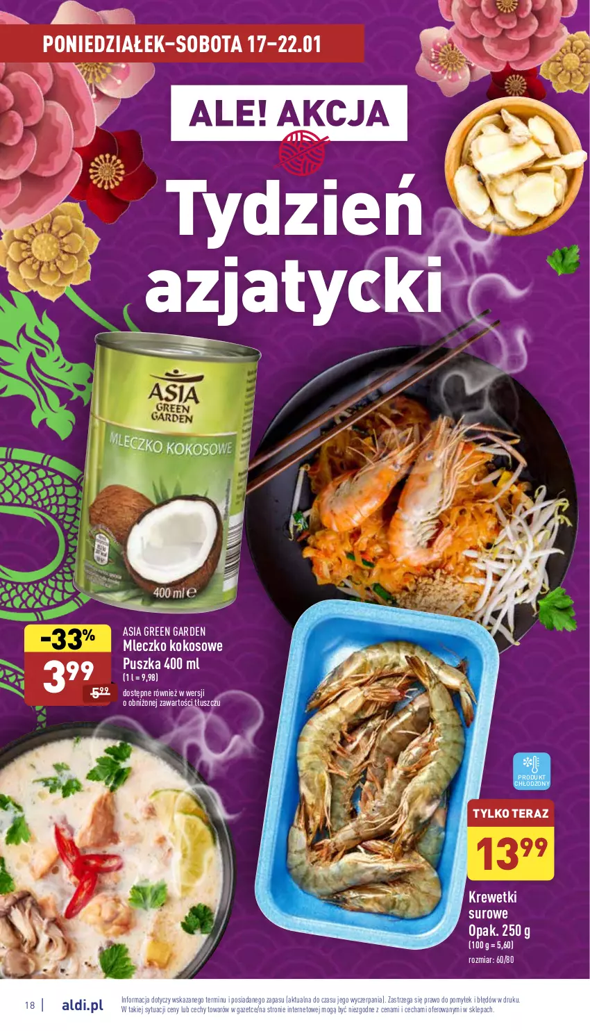 Gazetka promocyjna Aldi - Katalog spożywczy - ważna 17.01 do 22.01.2022 - strona 18 - produkty: Kokos, Krewetki, Mleczko, Tera