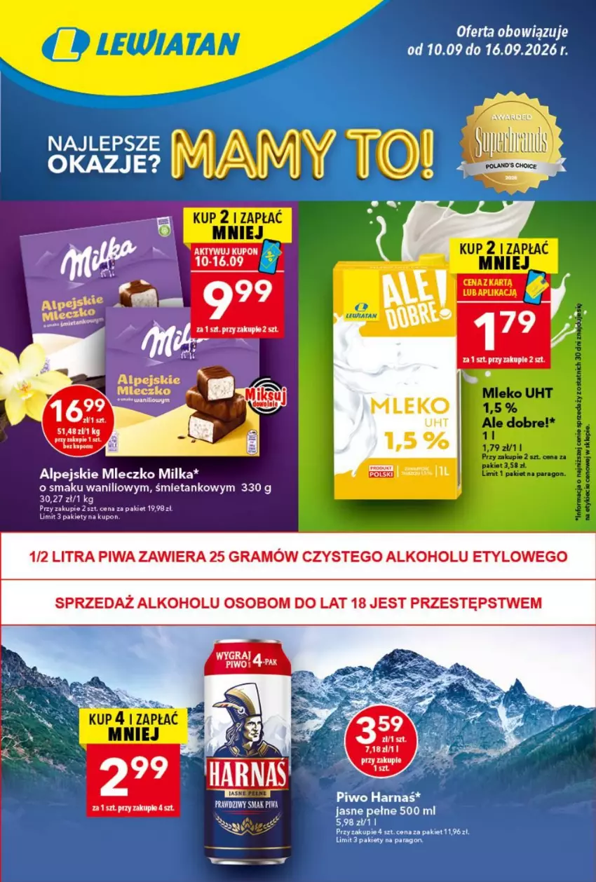 Gazetka promocyjna Lewiatan - Gazetka ogólnopolska - ważna 10.09 do 16.09.2026 - strona 1 - produkty: Fa, Gra, Miecz, Mleko, Piwa, Ser