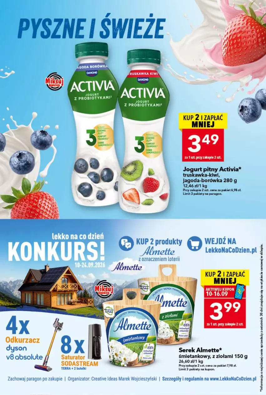 Gazetka promocyjna Lewiatan - Gazetka ogólnopolska - ważna 10.09 do 16.09.2026 - strona 2 - produkty: Absolut, Activia, Almette, Borówka, Jogurt, Jogurt pitny, Kiwi, Odkurzacz, Probiotyk, Ser, Serek